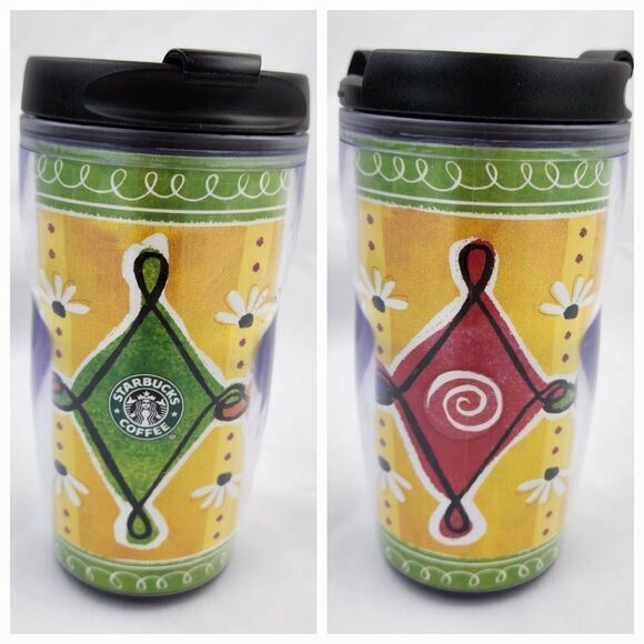 ☕️Vintage Starbucks 2001 Primary Color Diamond Design 8oz Travel Tumbler - Picture 4 of 12